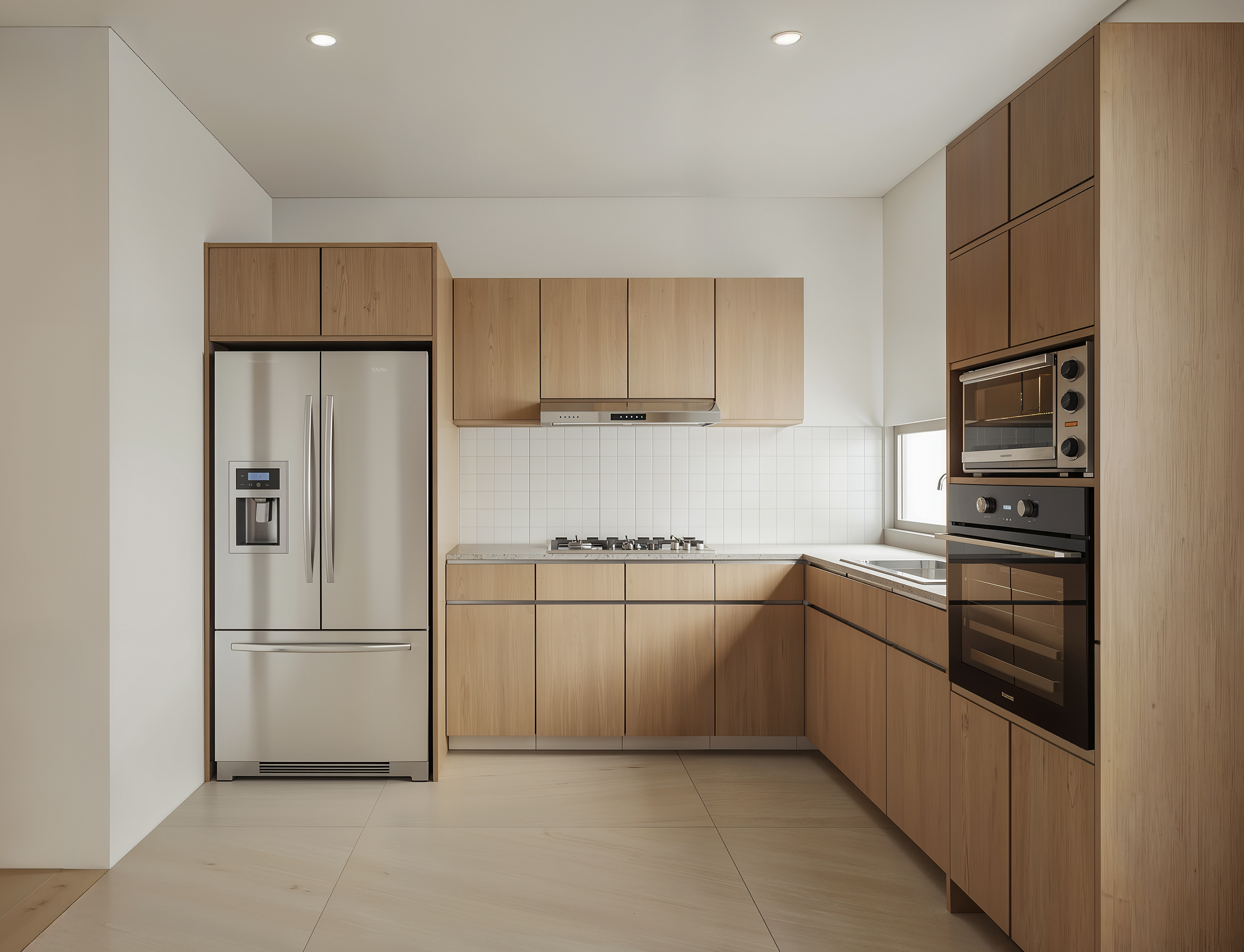 Cocina integral del departamento muestra en Lomas Altas, con acabados y equipamiento de entrega